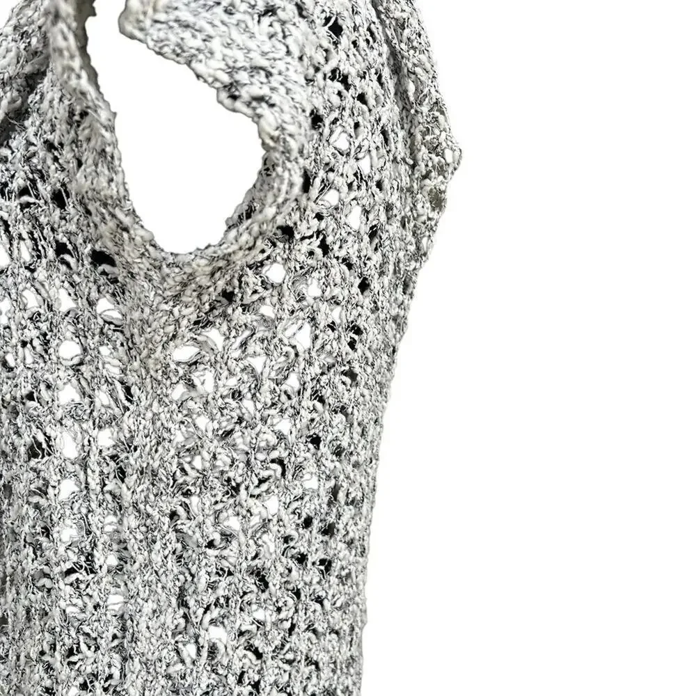 POL open weave, oversized crew neck, cropped sleeveless sweater, women's size S